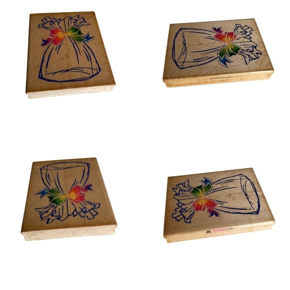 Surprise Bag Wood Mounted Rubber Stamp Birthday Christmas Party Halloween Treat - Picture 3 of 6